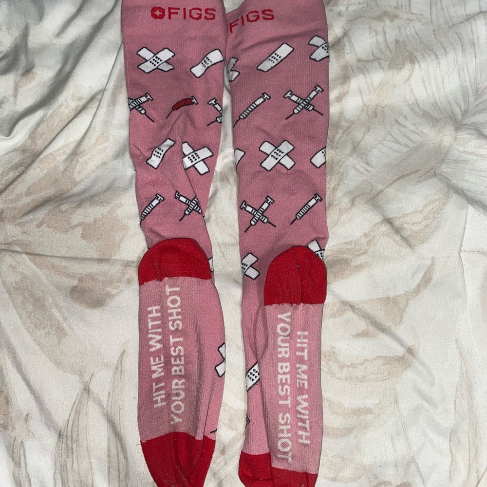 Used figs “hit me with you best shot” compression socks